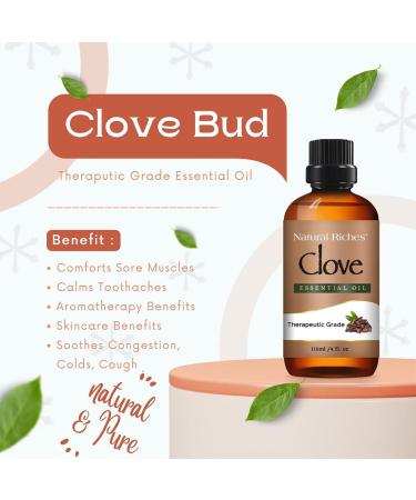 Natural Riches Pure Clove Essential Oil 4 Fl Oz - Therapeutic Grade for Tooth Ache & Muscle Relief - Teeth, Gums, Skin, and Hair Care - Buy Online on GoSupps.com