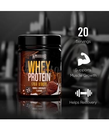 Warrior Whey Protein Powder 36g Protein Shake | Low Sugar & Carbs | GMP Certified | Double Chocolate 500g - Buy Online on GoSupps.com