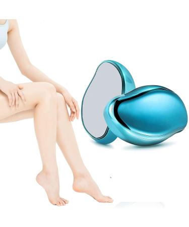 Crystal Hair Eraser, Painless Hair Removal Silky Hair Eraser for Women and Men, Fast and Easy Soft Smooth Silky Skin Magic Hair Removal Stone for Arms Legs BackAny Part (Sky Blue)