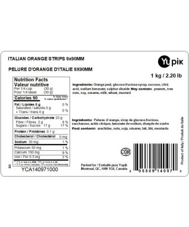 Yupik Italian Orange Strips 9x90mm Candied Fruit 1Kg 1 kg (Pack of 1) - Buy Online on GoSupps.com