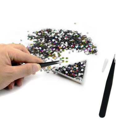 1440 pc Sparkly Round Flatback Rhinestones Set with Tweezers & Sorting Trays - for Crafts, Nails, Makeup, Shoes - SS20 - Buy Online on GoSupps.com