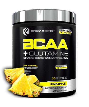 Forzagen BCAA Powder with Glutamine 30 Servings, Branched Chain Amino Acid Powder, Recovery Post Workout, Build, Hydration Available 4 Flavors (Pineapple)