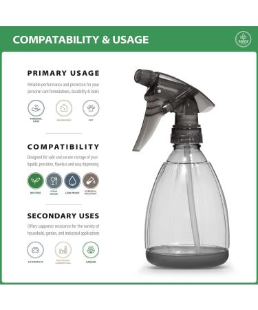 Bar5F 12 oz Plastic Spray Bottle - Leak Proof, Adjustable Fine to Stream Output - Refillable Heavy Duty Sprayer for Salons, Spas, Household Cleaning & Cooking - Smoke Grey - Buy Online on GoSupps.com