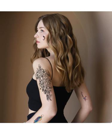 Sunflower Rose Bird Half Arm Temporary Tattoos - 70 Realistic Designs for Men, Women, and Kids - Buy Online on GoSupps.com
