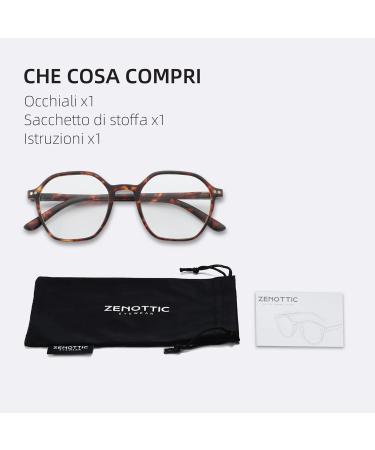ZENOTTIC Blue Light Blocking Hexagonal Eyeglasses - Anti Blue Ray Computer Glasses for Men & Women - Stylish Tortoise Frames 2.5x - Buy Online on GoSupps.com
