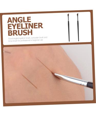 PLAFOPE 2pcs Eyebrow Brush Flat Thin Eyeliner Brush Women Makeup Brush Angled Brush Eye Shadow Brush Metal - Buy Online on GoSupps.com