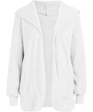 Women's Fleece Plush Jacket - Warm Zipper Wool Coat with Stand-Up Collar - Casual Winter Fashion S 2 White - Buy Online on GoSupps.com