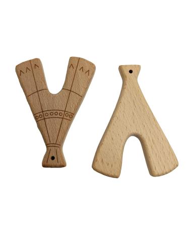 10pcs Cartoon Wood Tower Pendant | Natural Animal Shape Beech Wooden Handmade | DIY Beading Necklace Pendant - Buy Online on GoSupps.com