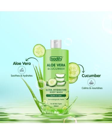 RUVYAA Aloe Vera & Cucumber Ultra Hydrating Body Wash 250 Ml | Soothe & Calm | Paraben Free | All Skin Types - Buy Online on GoSupps.com