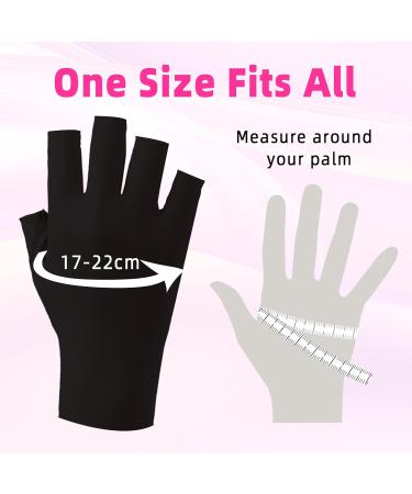 Baofuwan 2 Pairs UV Gloves for Nail Lamp Professional UPF50+ UV Protection Gloves for Manicures Nail Art Fingerless Gloves That Shield Skin from The Sun and Nail Lamp(Black) - Buy Online on GoSupps.com