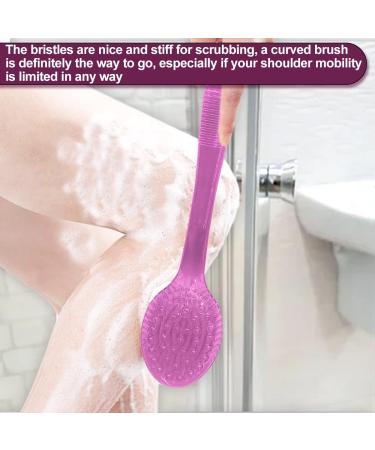 Curved Long Handle Back Bath Brush 2 Pack - Medium Stiff Bristles for Exfoliation - Shower Scrubber for Men & Women - Buy Online on GoSupps.com