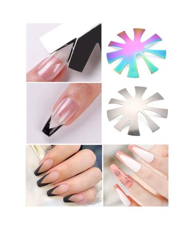 French Smile Line Tip Cutter Set - Nail Art Manicure Edge Trimmer Stencil - Almond V Shape Plate Guides Module - DIY Nail Acrylic Tool Kit - Buy Online on GoSupps.com
