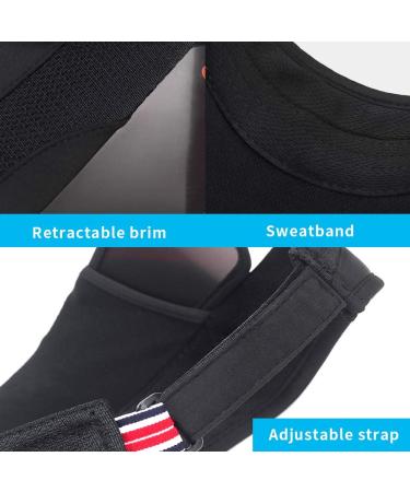 Women's Adjustable Sun Visor Golf Cap with Retractable Brim - UV Protection Sport Hat in Black - Buy Online on GoSupps.com