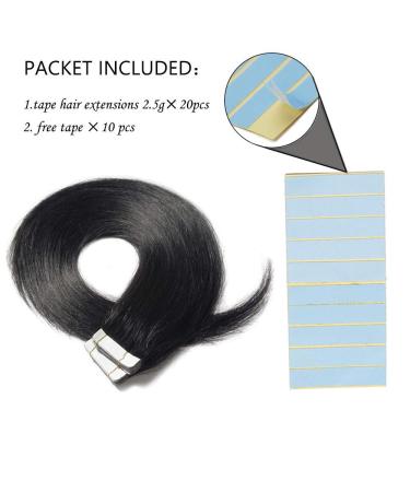SEGO Tape in Extensions - 20 Wefts 50g Remy Real Hair 20 Black #1 + 10 Free Tapes - Premium Quality Hair Extensions for Effortless Style - Buy Online on GoSupps.com