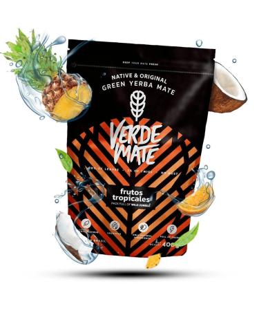 Verde Mate Green Frutos Tropicales 0 4kg 400g | Yerba Mat Br silien | Yerba Mat aux Fruits | Fruits Tropicaux | Ananas | Pomelo | Noix de Coco