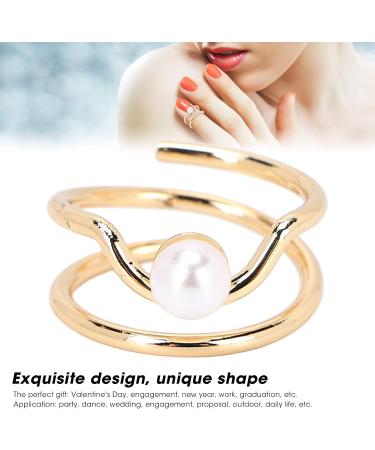 Pearl Fingernail Opening Ring Adjustable Size Finger Tip Ring Nail Art Charms Accessories for Parties Weddings Business Event Birthday(Gold) - Buy Online on GoSupps.com