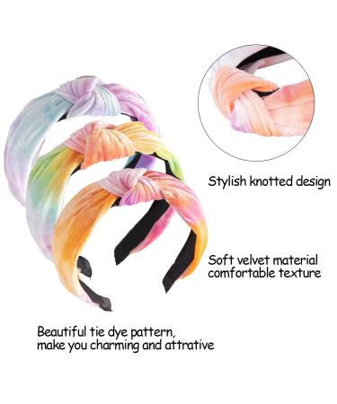 Women's & Girls Velvet Knot Headbands - Tie Dye Wide Turban Hair Accessories 3 Pack - Buy Online on GoSupps.com