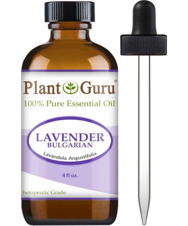 Lavender Essential Oil 4 oz (Bulgarian) 100% Pure Natural Undiluted Therapeutic Grade for Skin Body and Hair Growth Aromatherapy Diffuser Great for Relaxation and Calming Lavender 4 Fl Oz (Pack of 1)