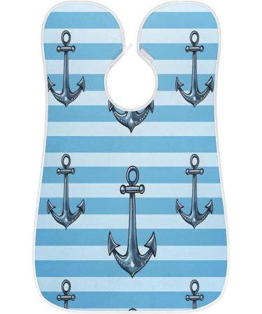Blue Striped Anchor Beard Bib Apron | Beard Hair Catcher for Men | Perfect Father's Day Anniversary & Christmas Gift for Dad & Husband | Durable with Suction Cups - Buy Online on GoSupps.com