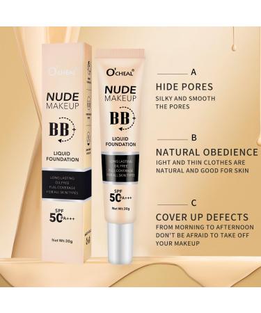 O'CHEAL BB Cream with SPF 50+ | Full Coverage Tinted Moisturizer with Buildable Concealer Powder Foundation Oil-Free Hydrating & Matte Finish | Vegan Cruelty-Free for All Skin Types(Natural) Nature - Buy Online on GoSupps.com