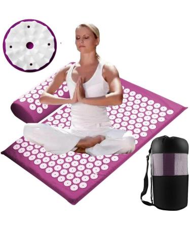 Ruluti Massage Yoga Mat Set - Acupressure Pillow & Travel Bag for Backrest & Neck Pain Relief - Relax Muscles & Linder Insomnia (Purple) - Buy Online on GoSupps.com