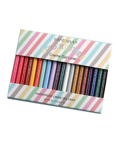 JAWSEU 20 Colors Eyeliner Gel Pen Matte Eyeliner Kit Makeup Liner Gel Pencil Longlasting Waterproof Gel Eyeliner for Eye Makeup 20 Pieces