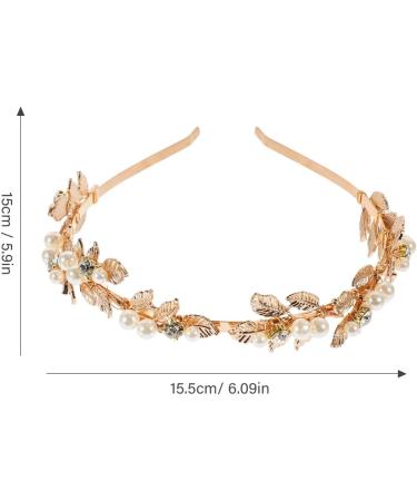 FRCOLOR Wedding Headband Rose Gold Bridal Headband Rhinestone Retro Crystal Headband Pearls Headband Metal Leaves Crown Head Band Tiara for Women Wedding Hair Accessories - Buy Online on GoSupps.com