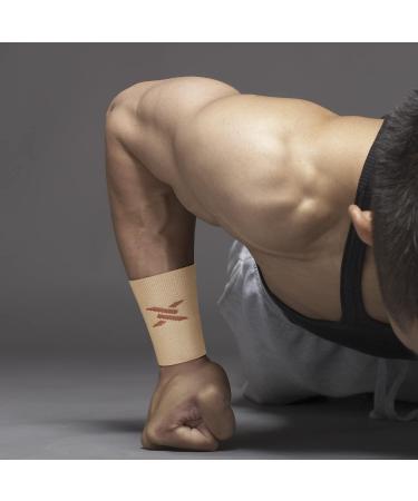Thx4Copper Compression Wrist Bandages - Copper Infused Wrist Support Unisex Beige XXL for Enhanced Blood Circulation & Relaxation - Buy Online on GoSupps.com