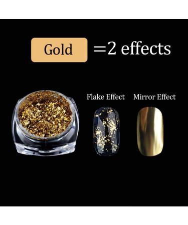 Holographic Nail Art Sequins Glitter Kit - 4 Boxes Set, Aluminum Foil Sequins for Nails - Gold & Silver Irregular Glitter Flakes, Mirror Chrome Powder - Nail Decorations - Buy Online on GoSupps.com