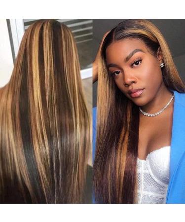Bele Ombre 4/27 22 inch Straight Human Hair Wig | 13x6 T-Part Lace Front | Brazilian Glueless Wig for Black Women - Buy Online on GoSupps.com