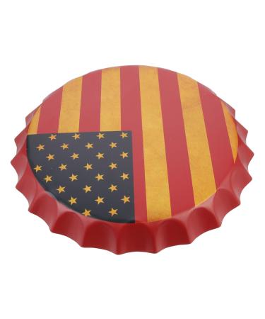SHOWERORO Beer Cap Pendant Emblems Ornament America Flag Tin Home Wall Art Decoration Bottle Cap Retro Bottle 36X36X4CM American Flag Pattern