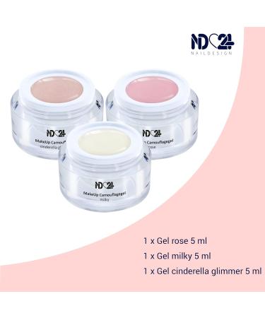 ND24 Naildesign Camouflage Gel Set - Vegan Gel for Baby Boomer Nails | 3 x 5ml - Made in Germany - Professional Nail Studio Quality - Buy Online on GoSupps.com
