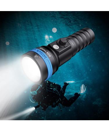 XTAR D26 1600 Lumen Scuba Diving Flashlight Dive Torch Underwater 100 Meters Submarine Lights for Under Water Deep Sea Cave at Night D26 1600S KT(No Battery)