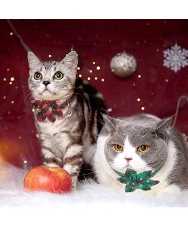 Webeedy Christmas Cat Neckbands - 4 Adjustable Breakaway Collars with Flower & Bell 18-28 cm Holiday Gifts for Cats - Buy Online on GoSupps.com