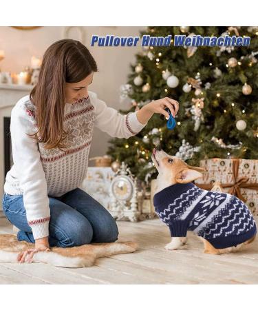 Shop Festive Dog Christmas Sweaters | Small Dog Knitting Sweater (M-Blue) for Holiday Cheer - Buy Online on GoSupps.com