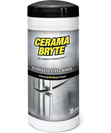 Cerama Bryte Protective Stainless Steel Appliance Cleaner & Polish Kit | High Strength Mineral Oil | 16 oz Spray 35 Wipes & Microfiber Cloth - Buy Online on GoSupps.com