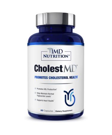 1MD Nutrition CholestMD - Support Healthy HDL & LDL Cholesterol Levels, Boost Heart Health | with Olive Leaf Extract, Bergavit, Niacin, Garlic | 60 Capsules 60 Count (Pack of 1)