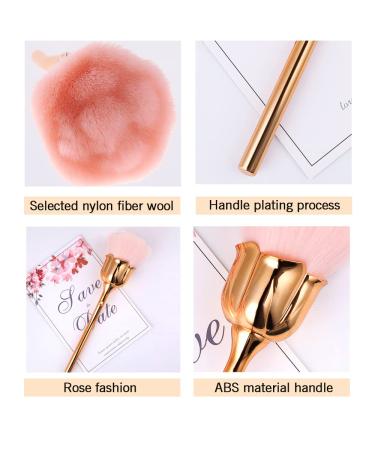 JERCLITY Rose Makeup Brushes Set - 2 Large Kabuki Face & Blush Brushes for Powder & Nail Art - Gold Brown/Gold Red - Buy Online on GoSupps.com