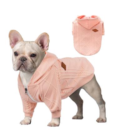 Meioro dog sweater with zip and hood for dogs and cats cute warm with hood winter warm for puppies French bulldog pug (size M pink) m rose - Buy Online on GoSupps.com