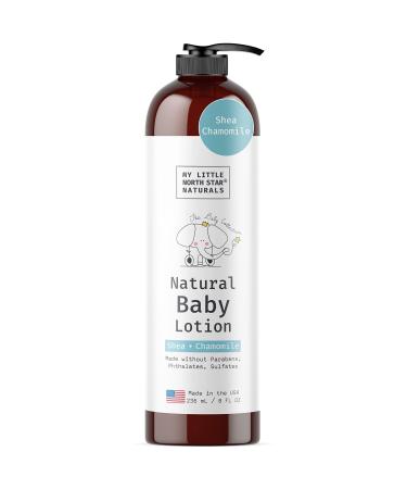 Baby Lotion - Calming With Chamomile Vitamin E Organic Shea - Baby Daily Moisture for Delicate Sensitive Skin Hypoallergenic - Natural Made in USA - Sulfates Free 8oz