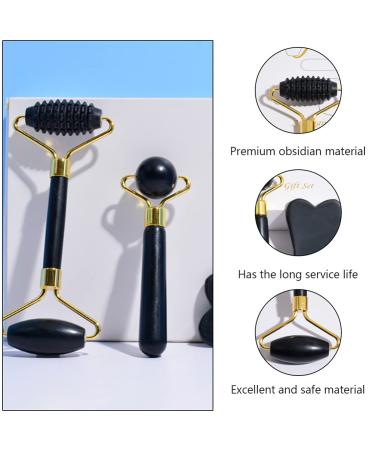 Beaupretty Obsidian Face Massager Set - 2pcs Facial Roller & Miss Horns Beauty Tool for Glowing Skin - Buy Online on GoSupps.com