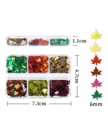 Fall Glitter Nail Sequins - Holographic Maple Leaf Nail Art Decorations | 6 Grids for Autumn & Winter Designs - Buy Online on GoSupps.com