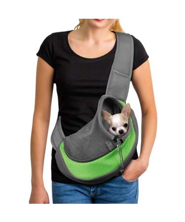 Petemoo portable pet dog cats puppy shoulder bag travel carrier shoulder bag breathable mesh transport bag l (up to 5 kg) green