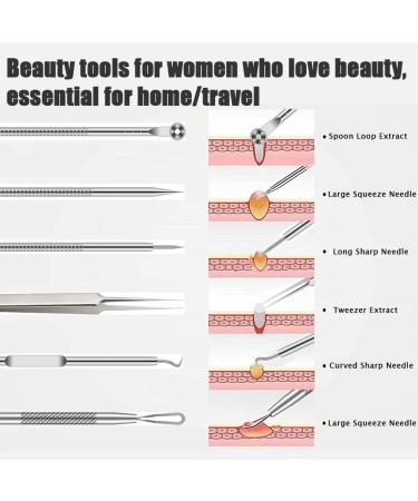 Pimple Popper Tool Kit - 6 Pcs Blackhead & Acne Remover Set for Nose & Face - Skin Blemish Extractor Tool - Silver - Buy Online on GoSupps.com