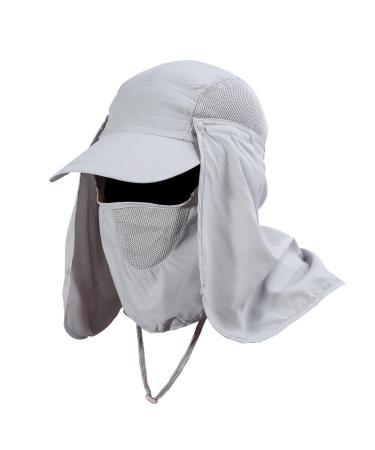 Vgeby Sonnenhut with neck protection outdoor sun protection mask Hut uv protection summer unisex cap for cycling hiking fishing (color: gray)