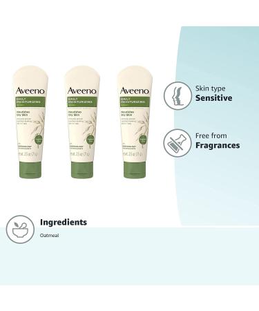Aveeno Daily Moisturizing Body Lotion 2.5oz (3 Pack) | Fragrance-Free, Nourishing Oat Formula for Dry Skin - Buy Online on GoSupps.com