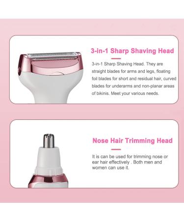 4 in 1 Rechargeable Womens Body Shavers Set - Electric Razor for Women Face, Nose, Eyebrow, Beard, Arm, Leg, Armpit, Bikini - Painless & Portable - Buy Online on GoSupps.com