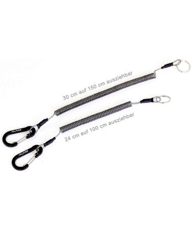 2 Pack Finn Outdoors Spiral Cable & Keychain Lanyard - Versatile Fuse Band with Carabiner for Boating Fishing & Outdoor Use - Black - Buy Online on GoSupps.com