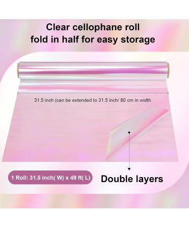 Iridescent Cellophane Wrap Roll Paper - 31.5 Inch Wide Rainbow Wrapping Film - DIY Gift Decoration Supplies - 49 Ft Roll - Ideal for Birthday, Holiday, Halloween, Christmas - Buy Online on GoSupps.com