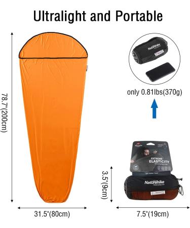 Naturehike High Elasticity Sleeping Bag Liner - Lightweight & Portable for Camping, Travel, Hostels - Orange - Buy Online on GoSupps.com